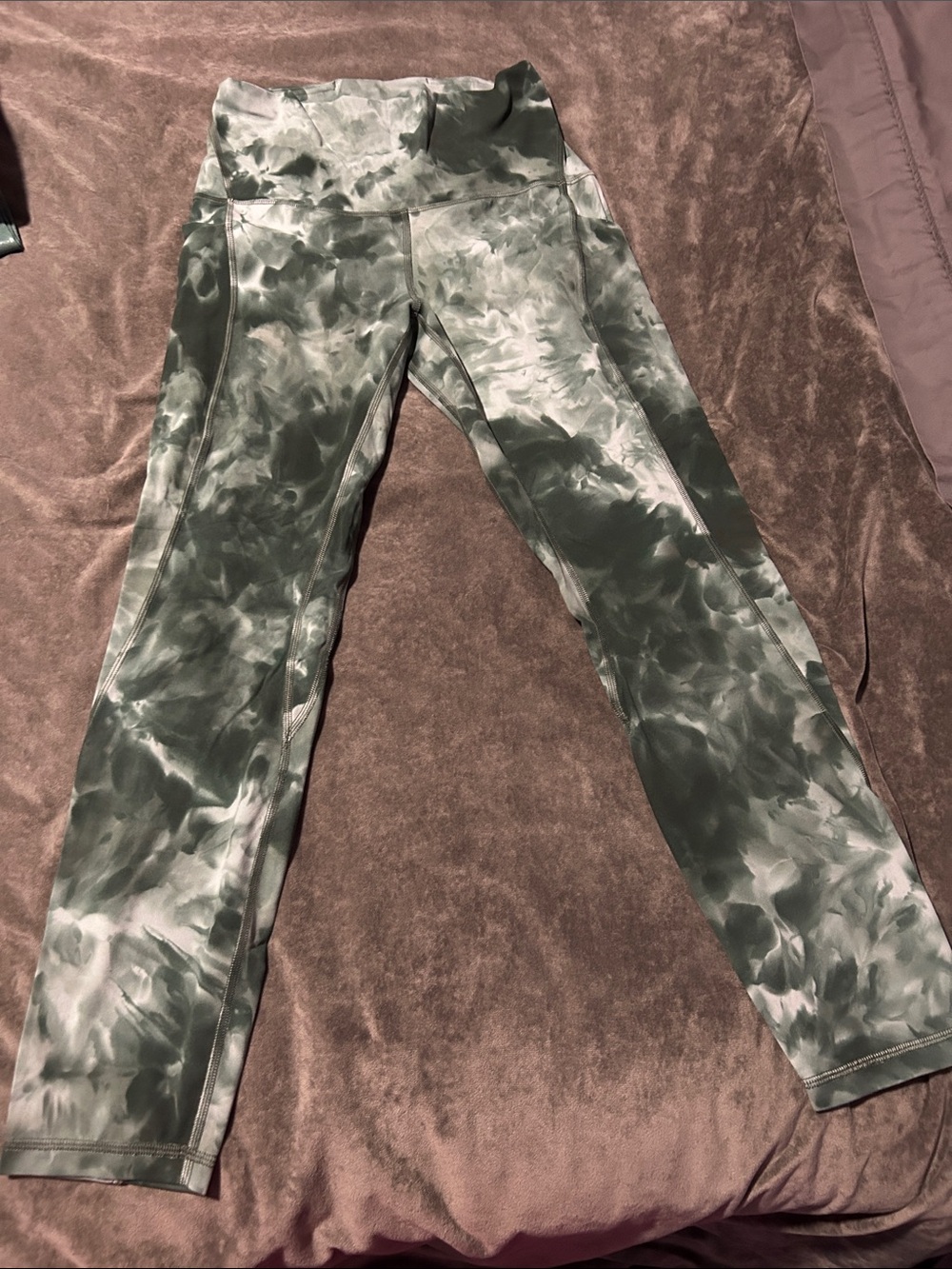 Lululemon High-Rise Olive Tie-Dye Leggings